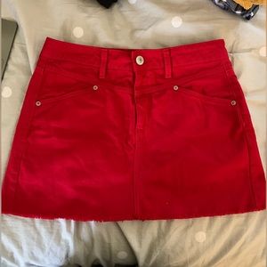 American Eagle Red Denim Mini Skirt
